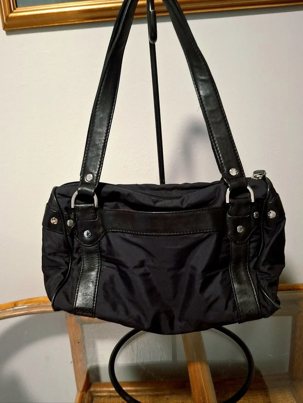 ECHO Black Silk & Leather Y2K Satchel